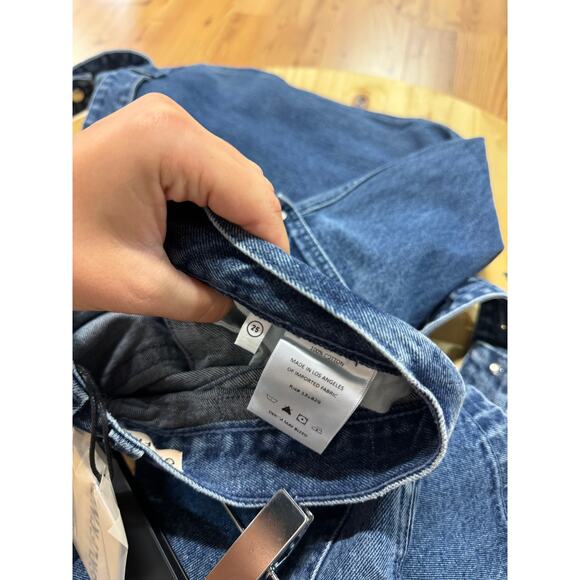 NWT GRLFRND The Lara Low Rise Wide Leg Denim Cargo Jeans Blue Women's size 25 - Picture 6 of 6